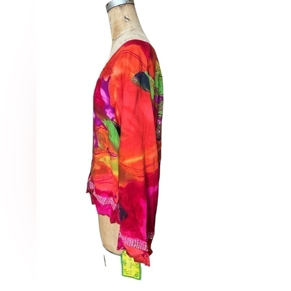 NWT Key lime pie rayon abstract floral colorful cardigan size L style 711385L - Picture 3 of 8